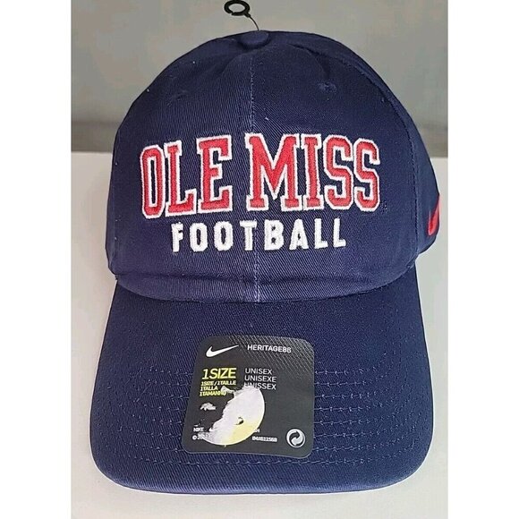 Ole Miss Football Nike Hat NEW Blue strapback cap - Picture 1 of 8